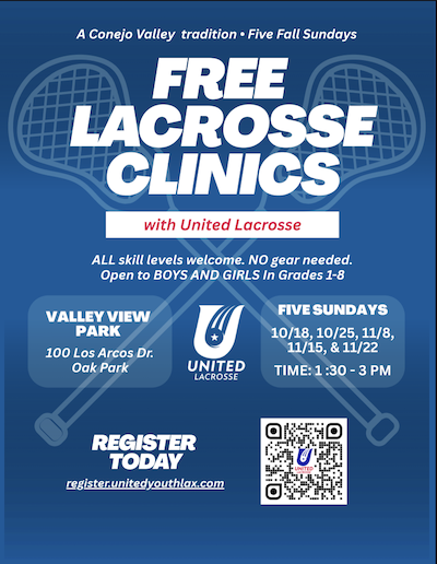 United Youth Lacrosse Fall Clinic Flyer — Five Fall Sundays at Valley View Park
